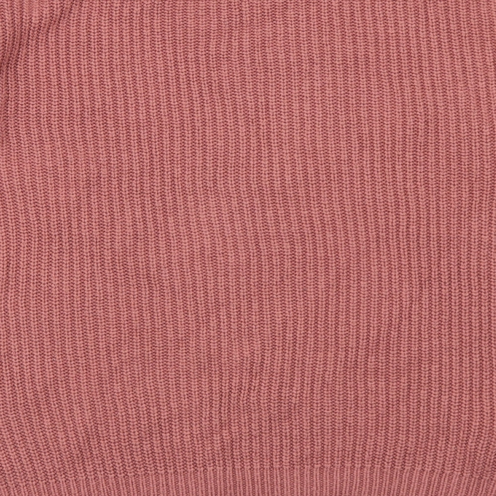 New Look Mens Pink Round Neck Acrylic Pullover Jumper Size M