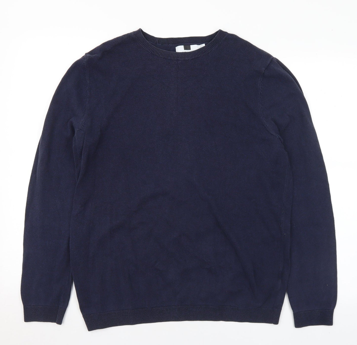 Topman Mens Blue Crew Neck Cotton Pullover Jumper Size M