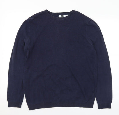 Topman Mens Blue Crew Neck Cotton Pullover Jumper Size M