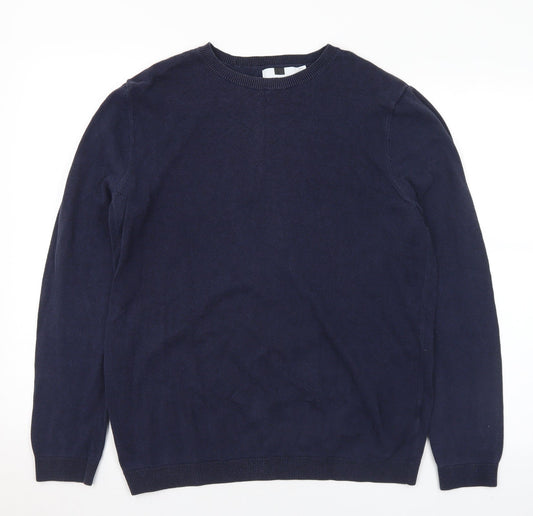 Topman Mens Blue Crew Neck Cotton Pullover Jumper Size M