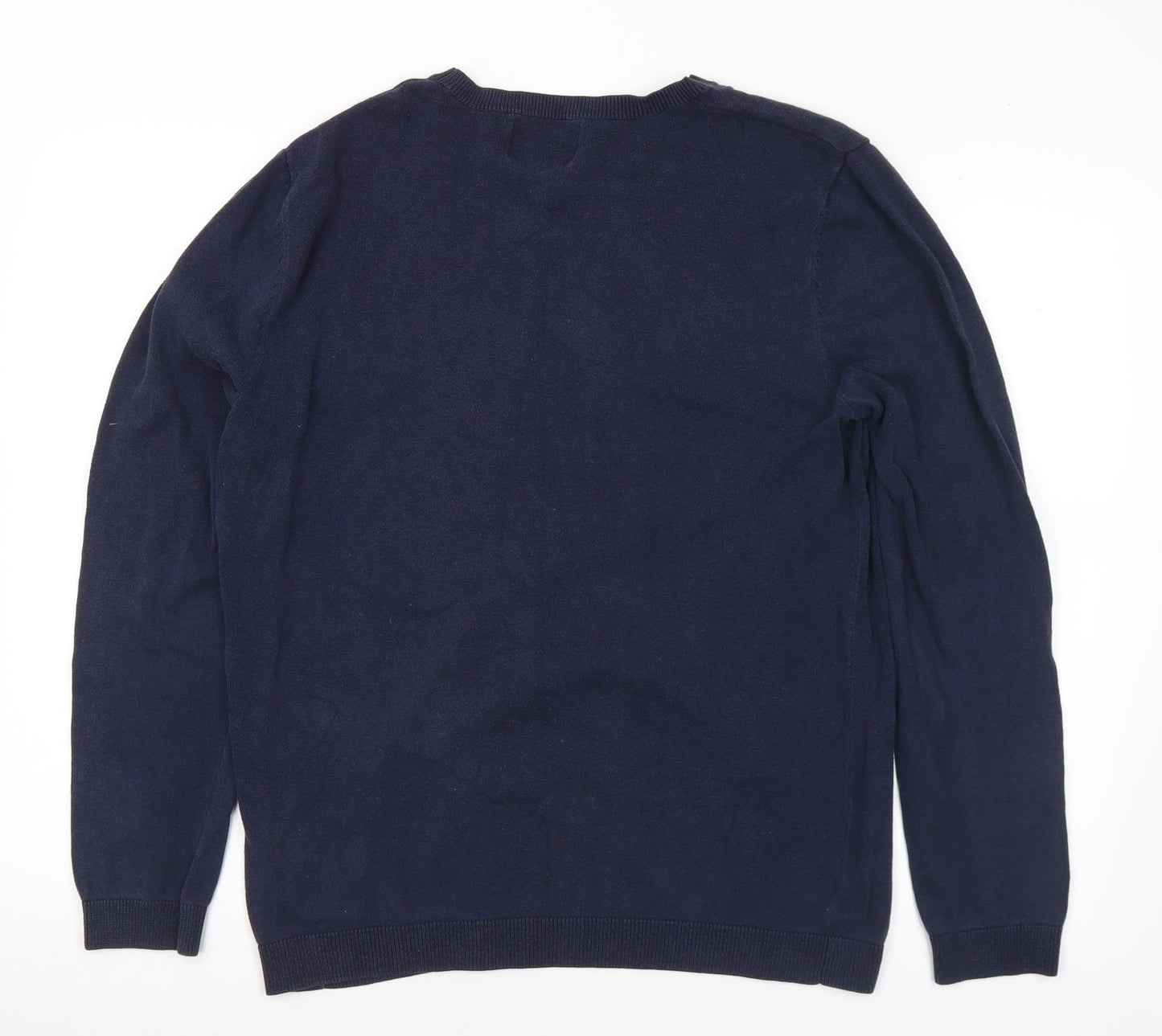 Topman Mens Blue Crew Neck Cotton Pullover Jumper Size M