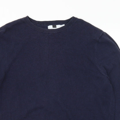 Topman Mens Blue Crew Neck Cotton Pullover Jumper Size M