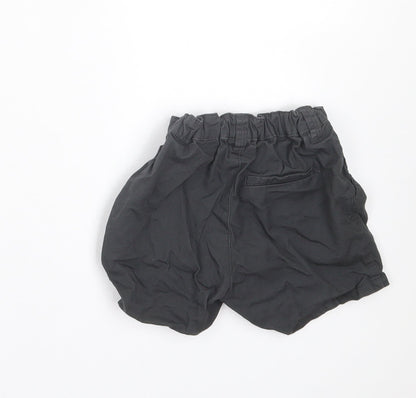 H&M Boys Black Cotton Chino Shorts Size 2 Years Regular Buckle