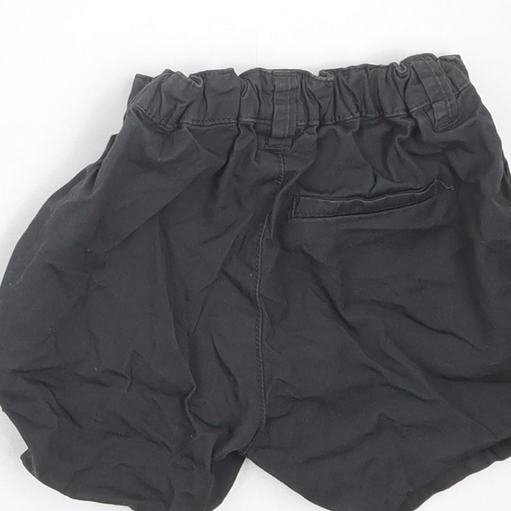 H&M Boys Black Cotton Chino Shorts Size 2 Years Regular Buckle