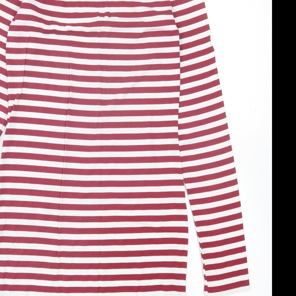 Boohoo Womens Red Striped Viscose Bodycon Size 8 Crew Neck Pullover
