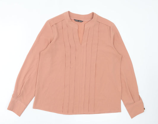 SheIn Womens Beige Polyester Basic Blouse Size S V-Neck