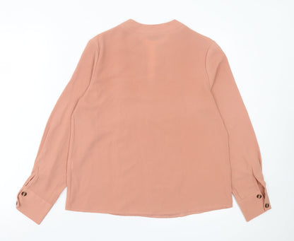 SheIn Womens Beige Polyester Basic Blouse Size S V-Neck