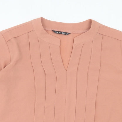 SheIn Womens Beige Polyester Basic Blouse Size S V-Neck