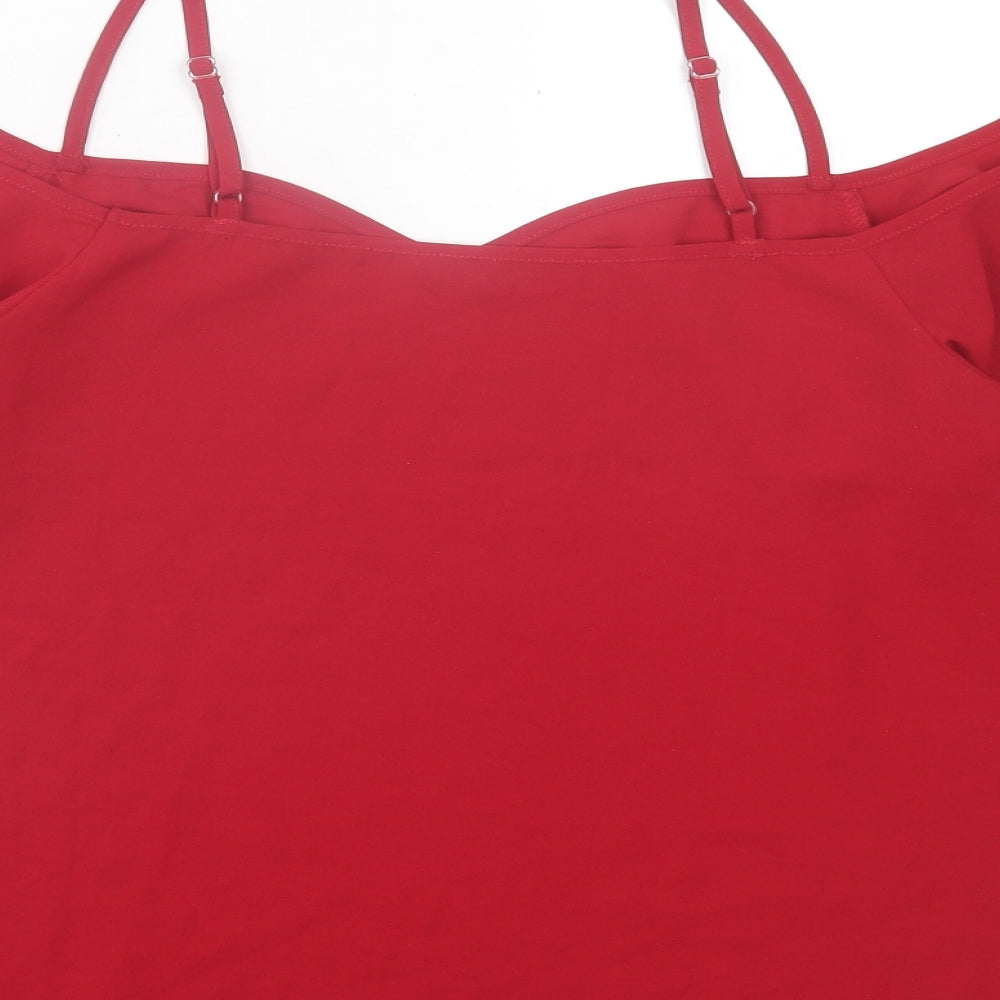 SheIn Womens Red Polyester Basic Blouse Size L V-Neck