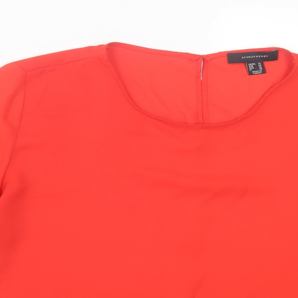 Atmosphere Womens Red Polyester Basic T-Shirt Size 14 Crew Neck
