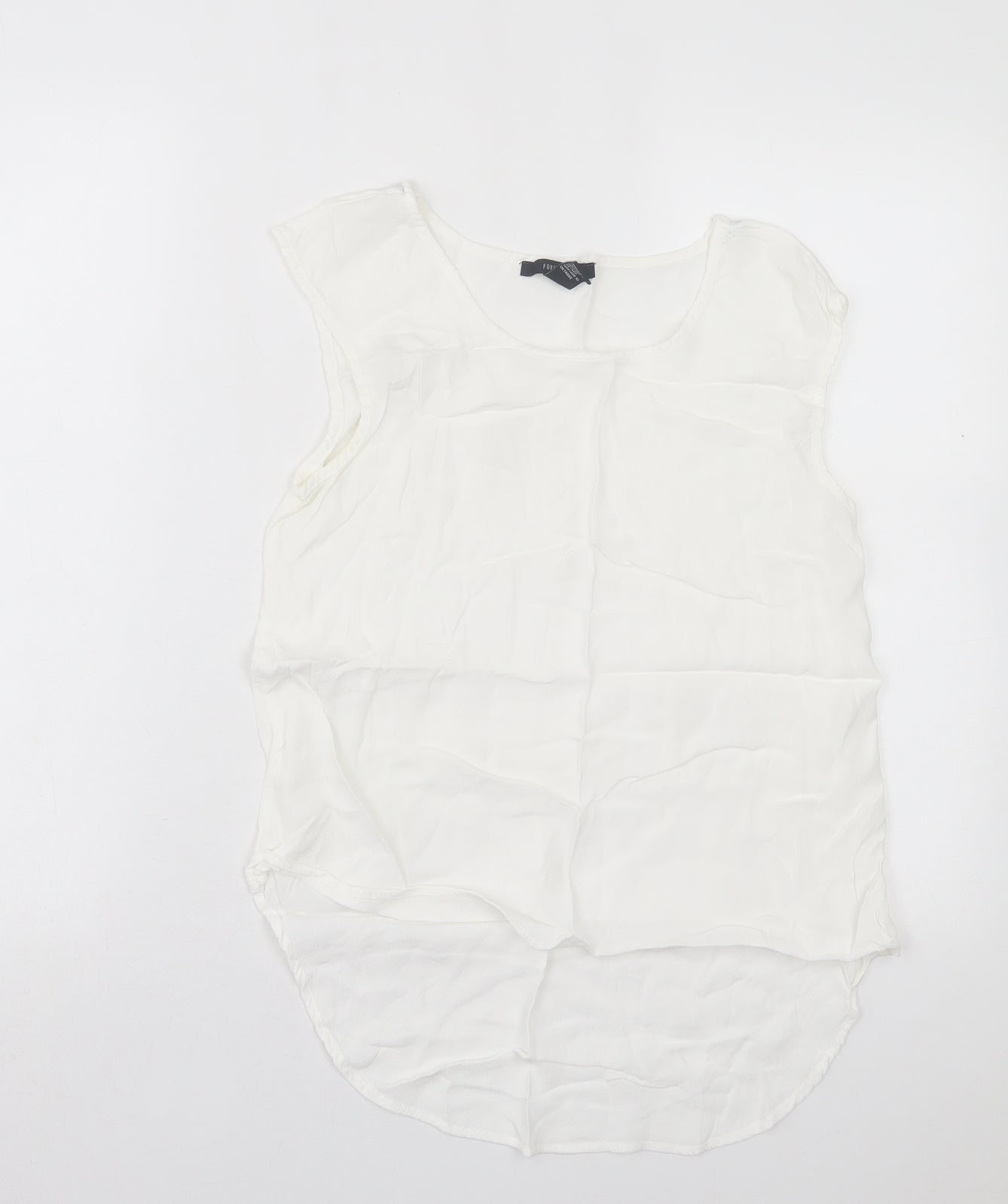 FOREVER 21 Womens White Polyester Basic Tank Size S Crew Neck