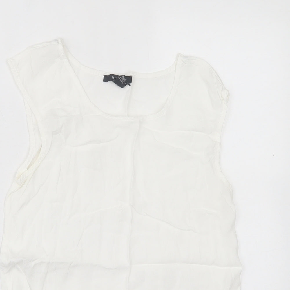 FOREVER 21 Womens White Polyester Basic Tank Size S Crew Neck