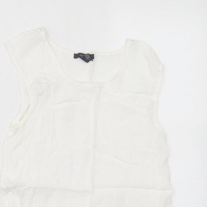 FOREVER 21 Womens White Polyester Basic Tank Size S Crew Neck