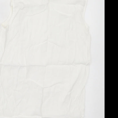 FOREVER 21 Womens White Polyester Basic Tank Size S Crew Neck