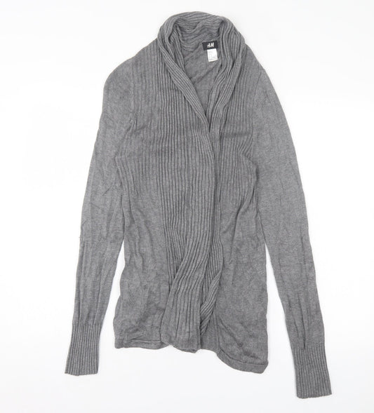 H&M Womens Grey V-Neck Viscose Cardigan Jumper Size M