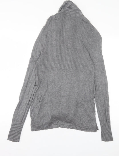 H&M Womens Grey V-Neck Viscose Cardigan Jumper Size M