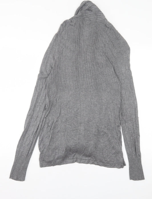 H&M Womens Grey V-Neck Viscose Cardigan Jumper Size M