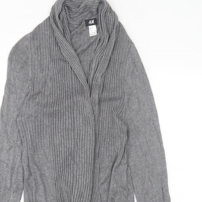 H&M Womens Grey V-Neck Viscose Cardigan Jumper Size M