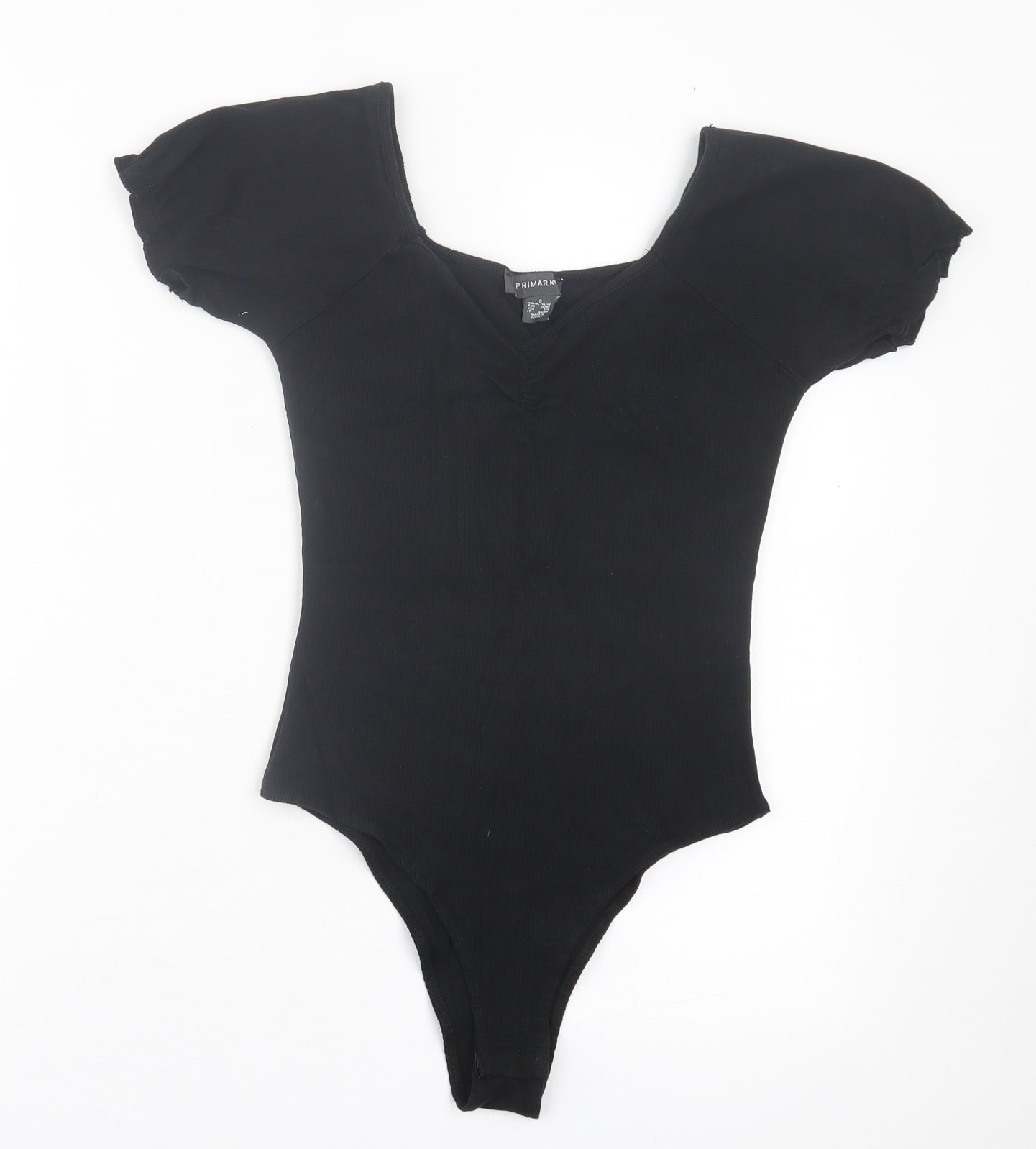 Primark Womens Black Cotton Bodysuit One-Piece Size S Button