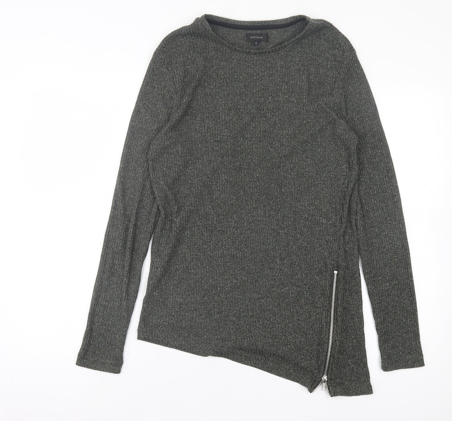 Womens UK Size S River Island Green Basic T-Shirt