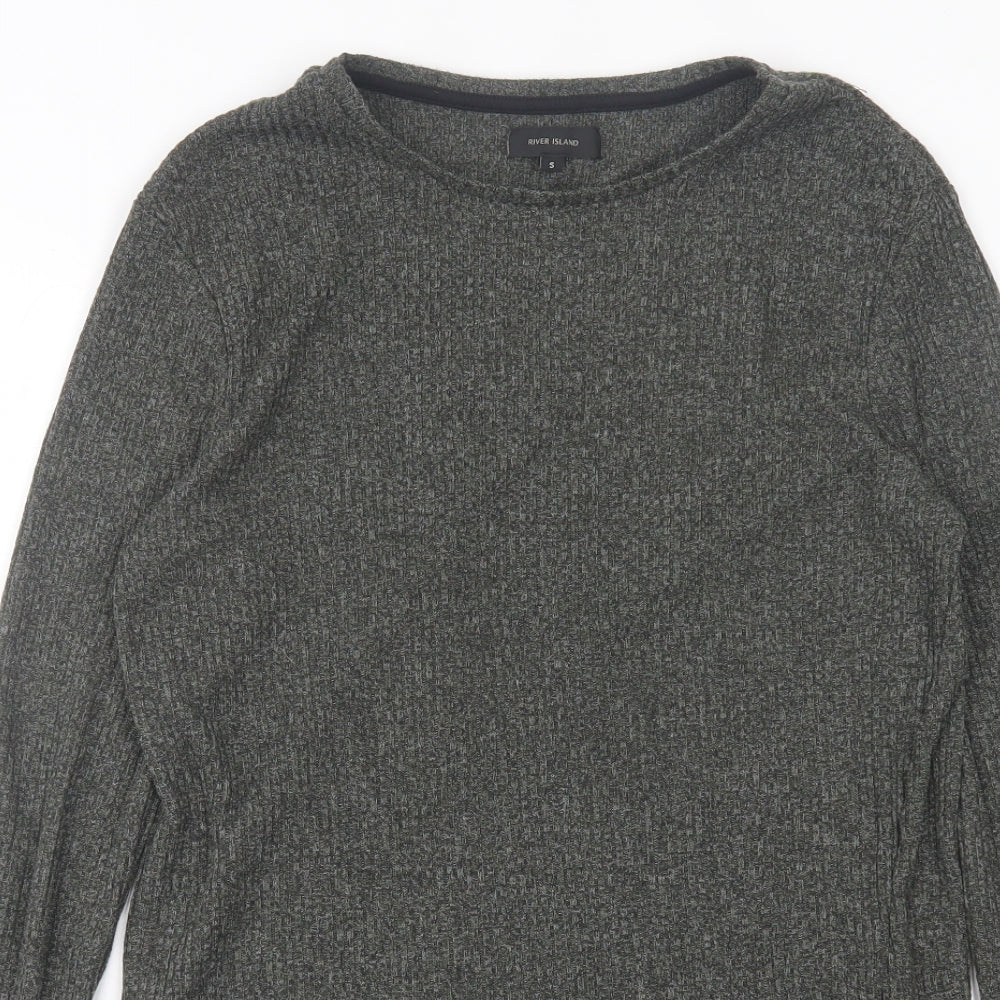Womens UK Size S River Island Green Basic T-Shirt