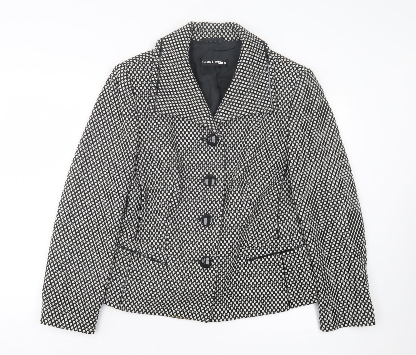 Gerry Weber Womens Black Argyle/Diamond Jacket Size 16 Button