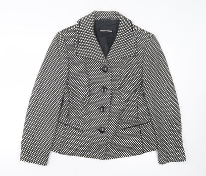 Gerry Weber Womens Black Argyle/Diamond Jacket Size 16 Button