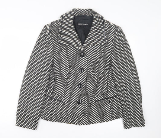 Gerry Weber Womens Black Argyle/Diamond Jacket Size 16 Button