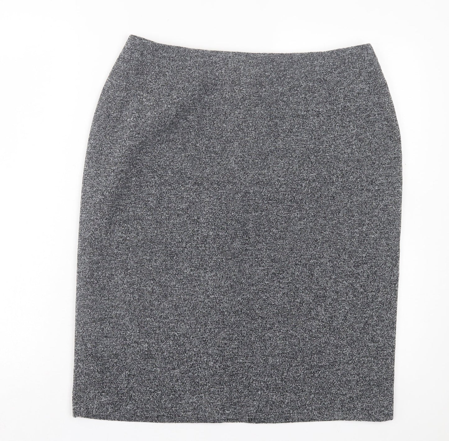 Principles Womens Grey Polyester A-Line Skirt Size 14 Zip