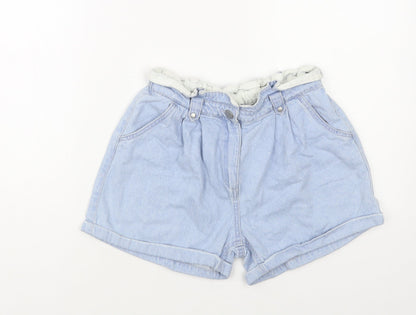 Dunnes Stores Womens Blue Cotton Hot Pants Shorts Size S L3 in Regular Button