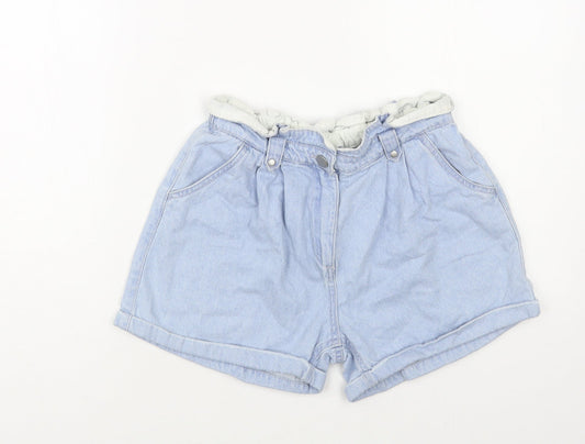Dunnes Stores Womens Blue Cotton Hot Pants Shorts Size S L3 in Regular Button