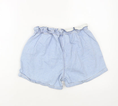 Dunnes Stores Womens Blue Cotton Hot Pants Shorts Size S L3 in Regular Button