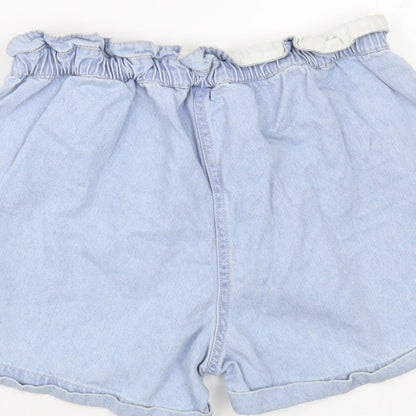 Dunnes Stores Womens Blue Cotton Hot Pants Shorts Size S L3 in Regular Button