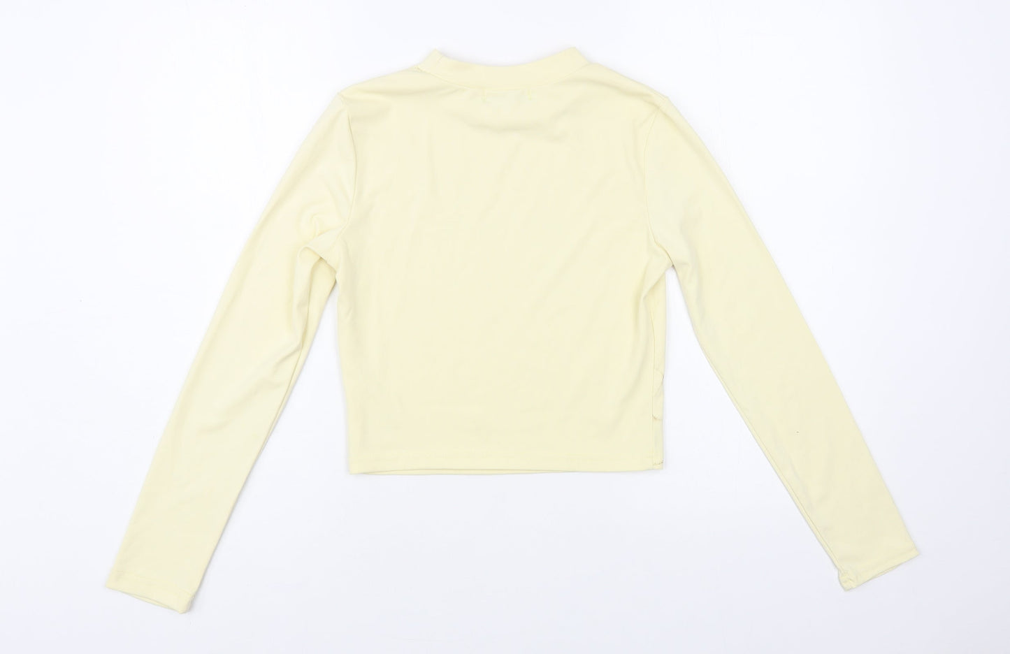 SheIn Womens Beige Polyester Cropped Blouse Size S Mock Neck - Angel