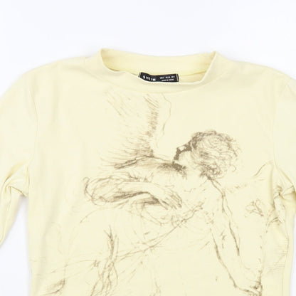 SheIn Womens Beige Polyester Cropped Blouse Size S Mock Neck - Angel