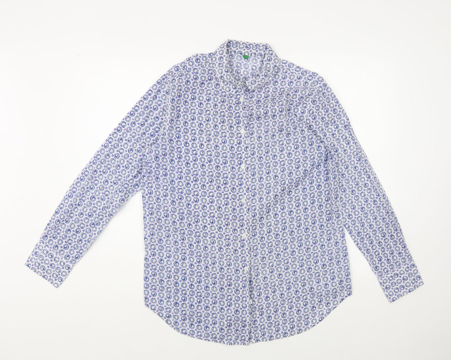 Womens UK Size M United Colors of Benetton Blue Basic Button-Up