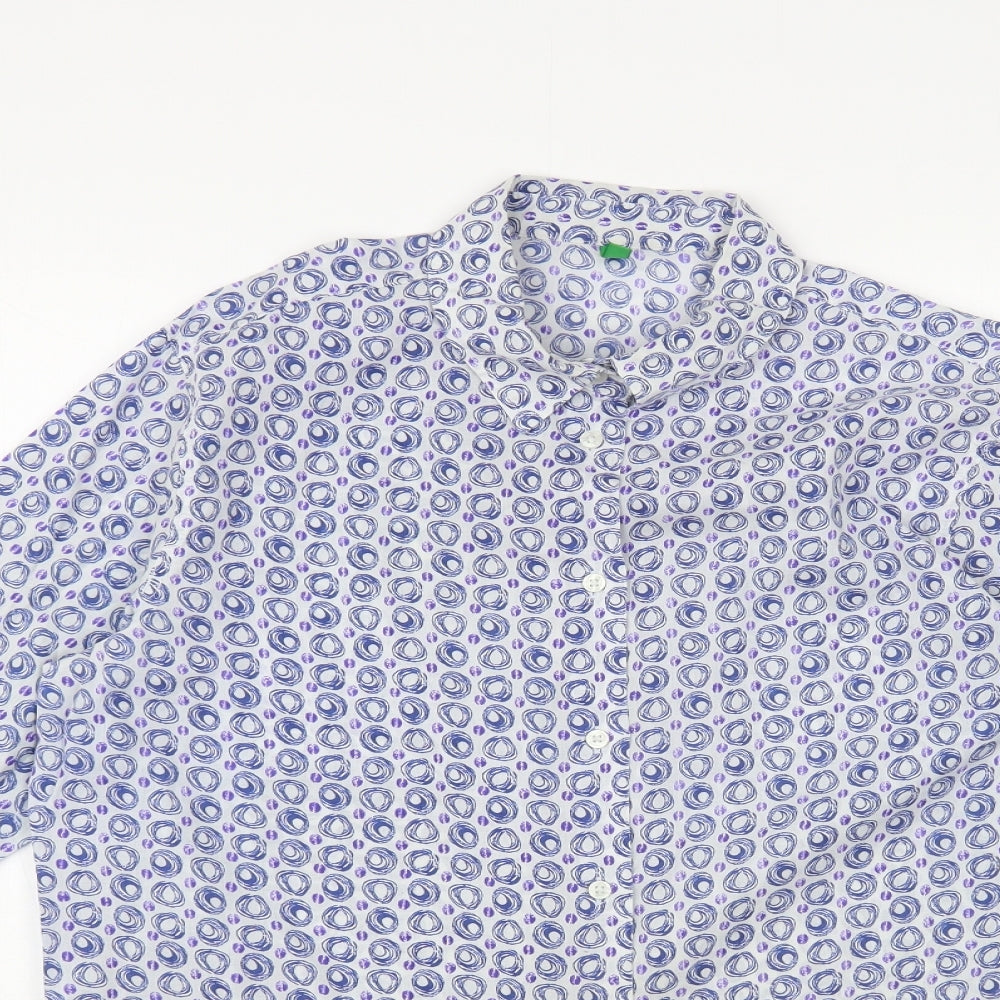 Womens UK Size M United Colors of Benetton Blue Basic Button-Up