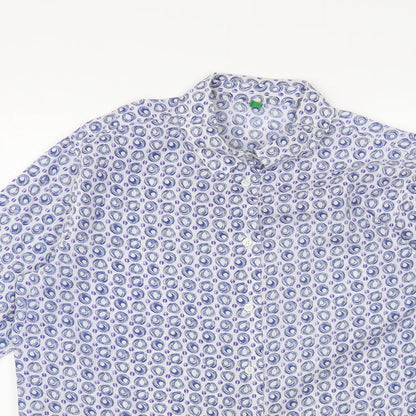 Womens UK Size M United Colors of Benetton Blue Basic Button-Up