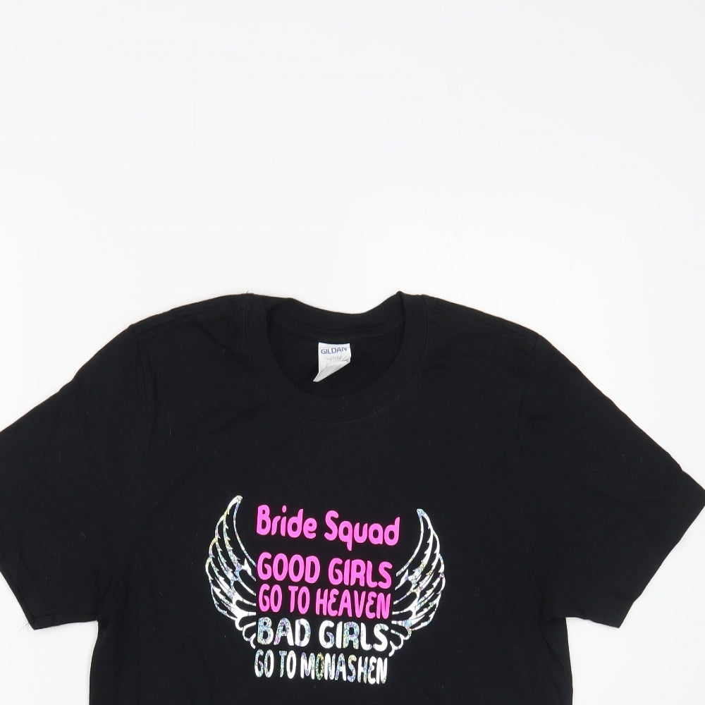 Womens UK Size S Gildan Black Basic T-Shirt