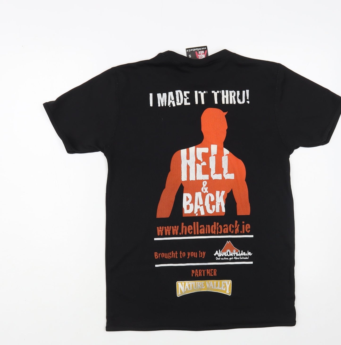 Hell & Back Womens Black Polyester Basic T-Shirt Size S Crew Neck