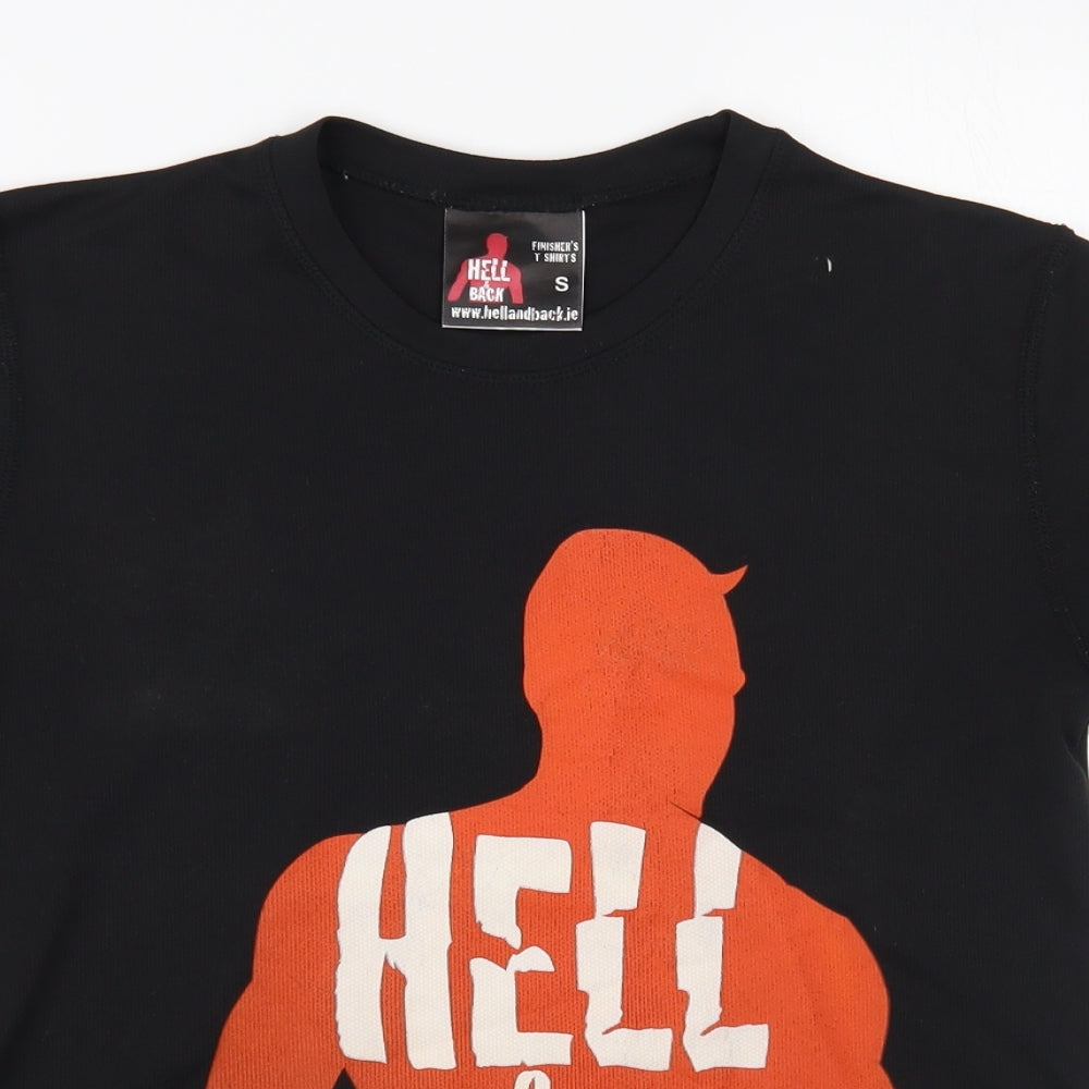Hell & Back Womens Black Polyester Basic T-Shirt Size S Crew Neck