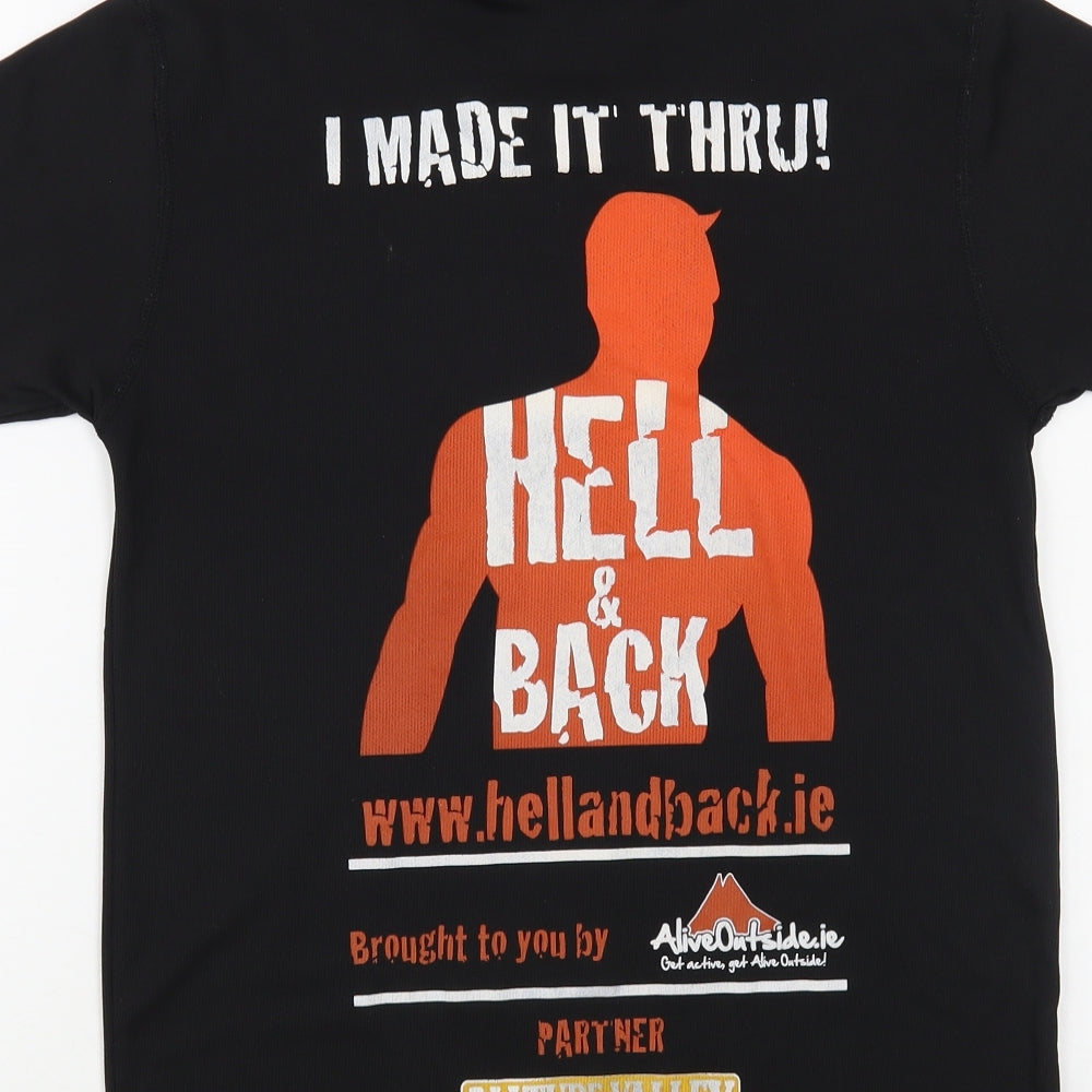 Hell & Back Womens Black Polyester Basic T-Shirt Size S Crew Neck