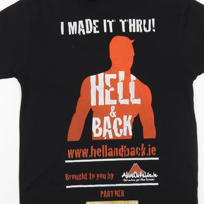 Hell & Back Womens Black Polyester Basic T-Shirt Size S Crew Neck