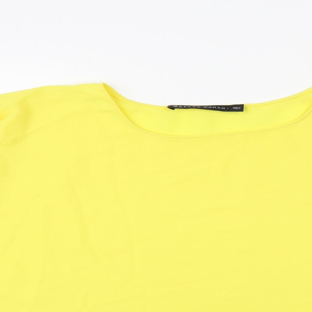 Womens UK Size XS Zara Yellow Basic Blouse