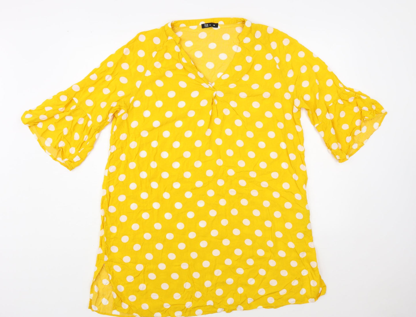 Womens UK Size M TEX Yellow Tunic Blouse