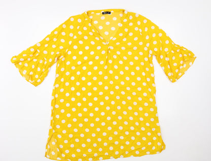 Womens UK Size M TEX Yellow Tunic Blouse