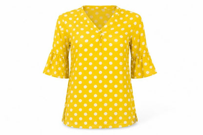 Womens UK Size M TEX Yellow Tunic Blouse