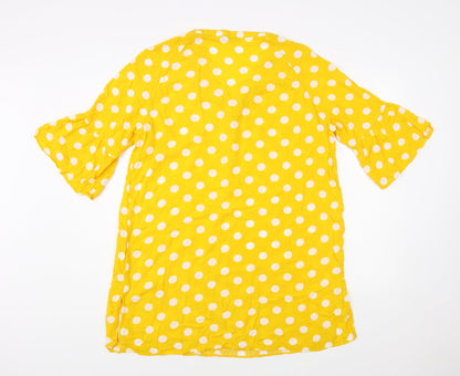 Womens UK Size M TEX Yellow Tunic Blouse