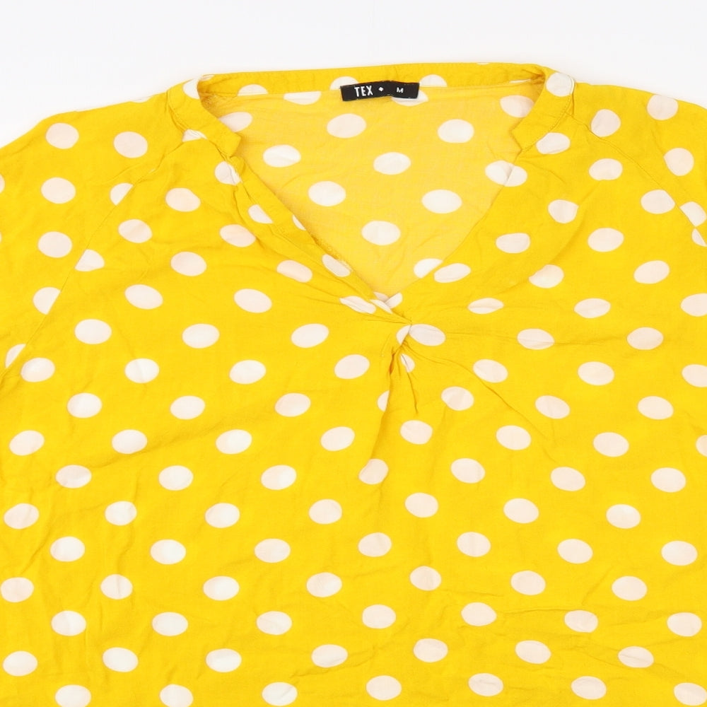 Womens UK Size M TEX Yellow Tunic Blouse