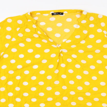 Womens UK Size M TEX Yellow Tunic Blouse